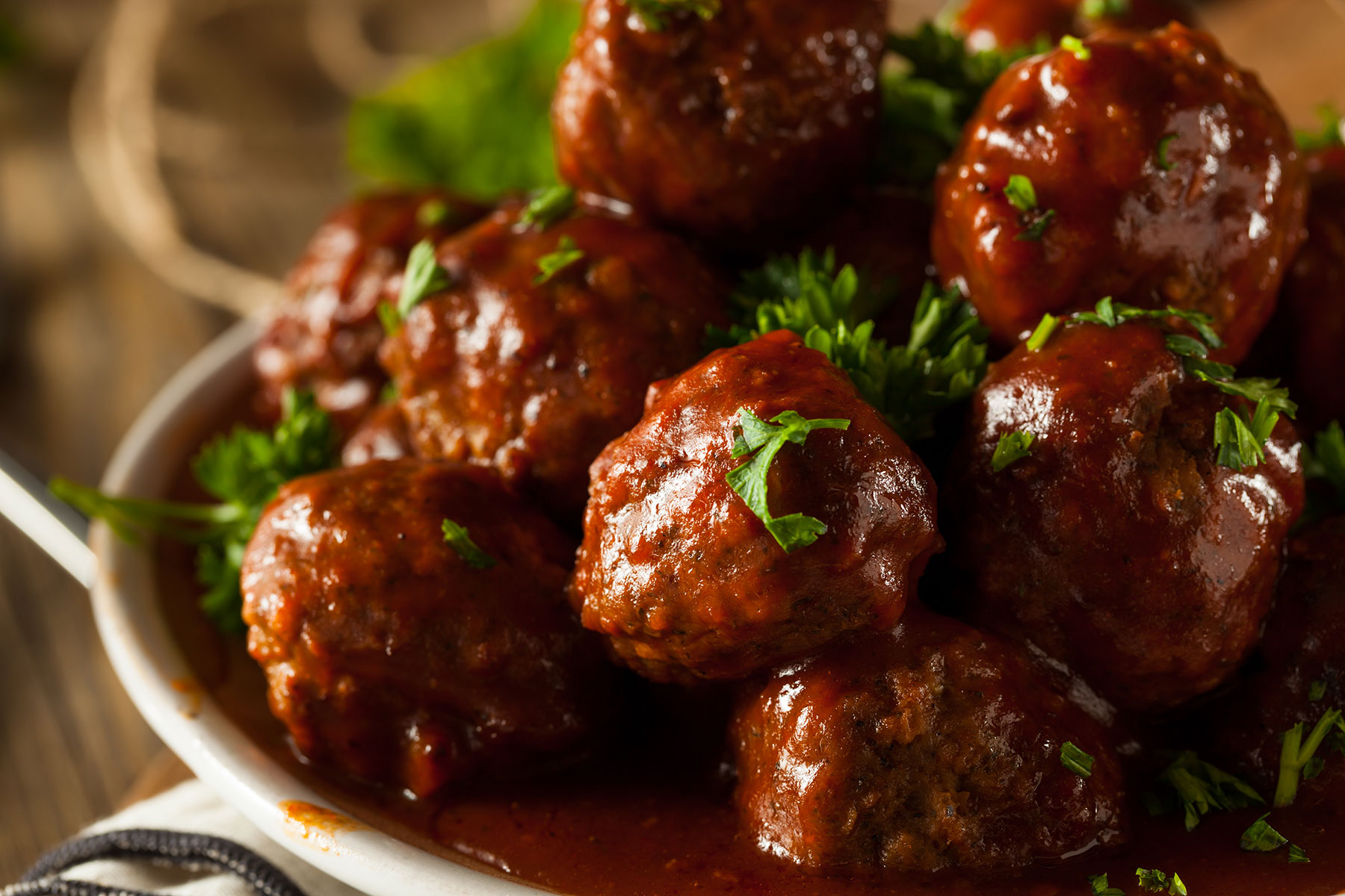 a heaping plate of barbecue meatballs